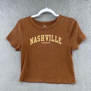 SOCIAL CULTURE NASHVILLE TENNESSEE BABY TEE Size Large Brown Ribbed Top Neutral